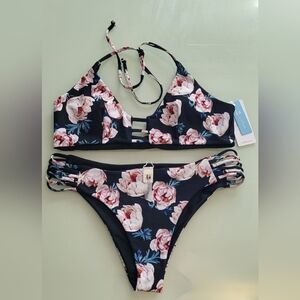 Black & Pink Floral Bikini Set - Cup She SIZE XL   NEW